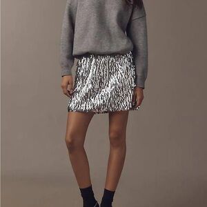 Anthropologie Silver Sequin Mini Dress